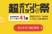 楽天で超ポイントバック祭り開催中！１月１日～１月３日２３時５９分まで