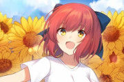 【FGO】【月姫】ヒマワリと琥珀さんイラスト！！　白いTシャツの琥珀さんも最高すぎる////////