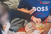 自分の髪を料理にわざと入れ、返金しろとクレームをつける客が監視カメラにとらえられる