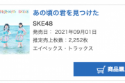 SKE48「あの頃の君を見つけた」オリコンデイリーランキング3日目 2,252枚で1位