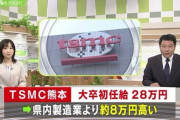【台湾】TSMCバブルに沸く熊本　大卒初任給が凄いことに←毎日新聞発狂
