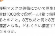 福島みずほ「厚労省はマスク1000枚で段ボール1箱で備蓄するとのこと。8万枚だと何と8万箱の備蓄となる」→ツイート削除