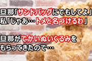 旦那「サンドバッグにでもしてよ」私「じゃあ…トメと名づけるわ」旦那が全然可愛いくないでかいぬいぐるみをもらってきたので…