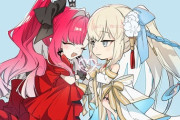 【FGO】ミニな水着モルガン様＆フェス衣装のドレストリ子！！　ミニな二人可愛いです！！