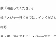 湯浅「藤浪さん、メジャーリーガー相手に、あのえげつないボールでねじふせてやってください。」