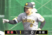 佐藤輝明、藤浪からホームラン！ 156キロを軽々と逆方向へ