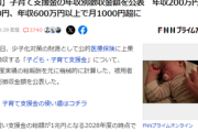 「子無し税」の月額料金が発表、年収200万円=350円、年収600万円=1000円、年収1000万=1650円