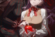 【FGO】ファジョボレさんの桜＆黒桜イラスト！！　桜の持ってるリンゴが不吉だわ.....