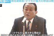 自民・麻生副総裁「少子化の最大の要因は晩婚化」