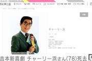 【訃報】チャーリー浜が死去　78歳　あのギャグなどでブームに