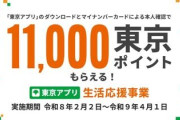 東京アプリ生活応援事業、11000円分のポイント貰える！急げ