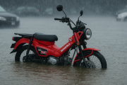 最悪や…大雨のせいでバイクエンジンかからん