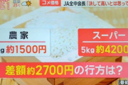 【X】「米５kgあたり2700円も中抜きされている❗」「今が適正価格？2年前は半額だった理由を説明してくれ。(笑)」 ネット民「適正価格じゃなかっただけだろ」