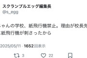 丸山ひなた「校長先生の禿頭に紙飛行機が刺さったため禁止になりました」