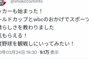 【朗報】中川翔子さん「ワールドカップとWBCでスポーツの素晴らしさを教わった」