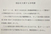 【悲報】ガーシーが緊急声明文を公開「三木谷と綾野剛に告訴されたので帰国しません」