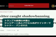 トランプ陣営の弁護士ジュリアーニ氏とパウエル氏のツイッターアカウントがシャドウバンされ、半ブロック状態に。言論統制。おそろしい時代に突入している。