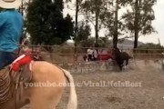 【動画】カウボーイさん猛スピードの馬に投げ縄をして指を失ってしまう。
