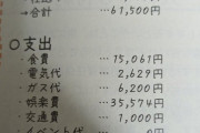 【悲報】北大JD、とんでもない家計簿を披露