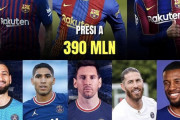 ◆悲報◆バルサ(デングリ+コウチ)で€390ｍ、PSG(メッシ・ラモス・ハキミ・ドンナ・ワイナル)で€68ｍ(´・ω・｀)