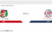 広島－西武戦3連戦、今日明日の2試合が延期に【コロナ】
