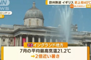 ニュース番組「イギリスで40.3℃。平均最高気温21.2℃の2倍近い暑さです」