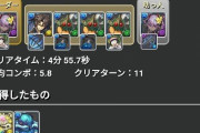 【パズドラ】やべえ、1周5分の極練パーティできた…周回たのしー！！