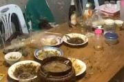 【動画】テラスで優雅な夕食にしようとした家族の大失敗（ノ∇`）