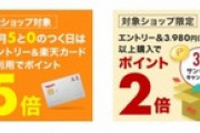 楽天市場､6000円以上で使える390円オフクーポン配布開始　全ショップポイント2倍も