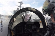 【軍事】空母のカタパルトから離陸するF/A-18のコクピット映像。（ノーカット）