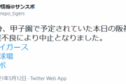 【悲報】甲子園の阪神対中日戦、天候不良により中止