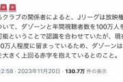 DAZNさん「Jリーグ独占放送するぞ！！！」→大赤字だったと判明するｗｗｗｗｗｗｗｗｗｗｗｗ