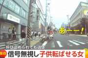 【悲報】信号無視したチャリカス女、子供を転倒させるも無視して逃走ｗｗｗｗ