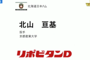 【速報】日ハム・ドラフト8位で北山亘基を指名