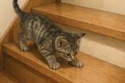 うちのネコがまだまだ小さかった時、階段の上り下りを教えようと、