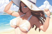 【FGO】水着の大人ダヴィンチちゃんイラスト！！　白い水着が好きです！