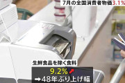 7月の全国消費者物価指数3.1％上昇　3％超える物価上昇率1年近く続く