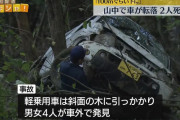 山道を走行していた軽自動車が転落し2人死亡 2人重傷　徳島・吉野川市