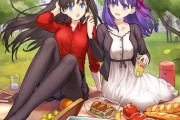 【FGO】一緒にピクニックする凛＆桜イラスト！！　ご飯がおいしそうですね！