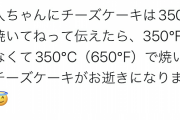 ケーキ屋「新人にチーズケーキを350度で焼けって言ったら350℃で焼いててケーキダメになった」