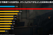 【悲報】日本人さん、テレワークで生産性が下がる割合が海外と比べて突出していた